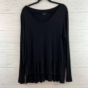 Soft Surroundings Black Tiered Hem Long Sleeve Top Size L